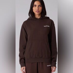 TALENTLESS Dark Brown Hoodie and Shorts Set